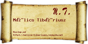 Málics Tibériusz névjegykártya
